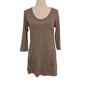 Standard James Perse Womens Sz 2 (M) Brown Scoop Neck Kangaroo Tunic Sweatshirt